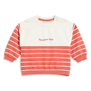 Baby Boys Coral & White Striped Sweatshirt Regular Fit Casual Kids Wear