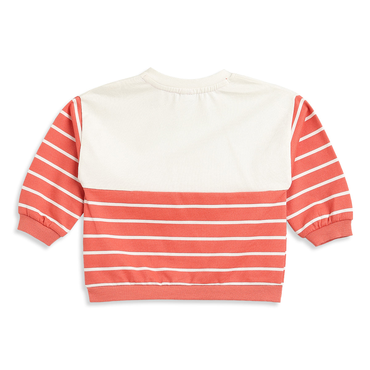 Baby Boys Coral & White Striped Sweatshirt Regular Fit Casual Kids Wear