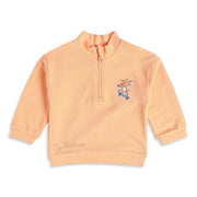 Baby Boys Peach Cotton Blend Rabbit Embroidered Sweatshirt Pack of 1 Regular Fit Casual Wear