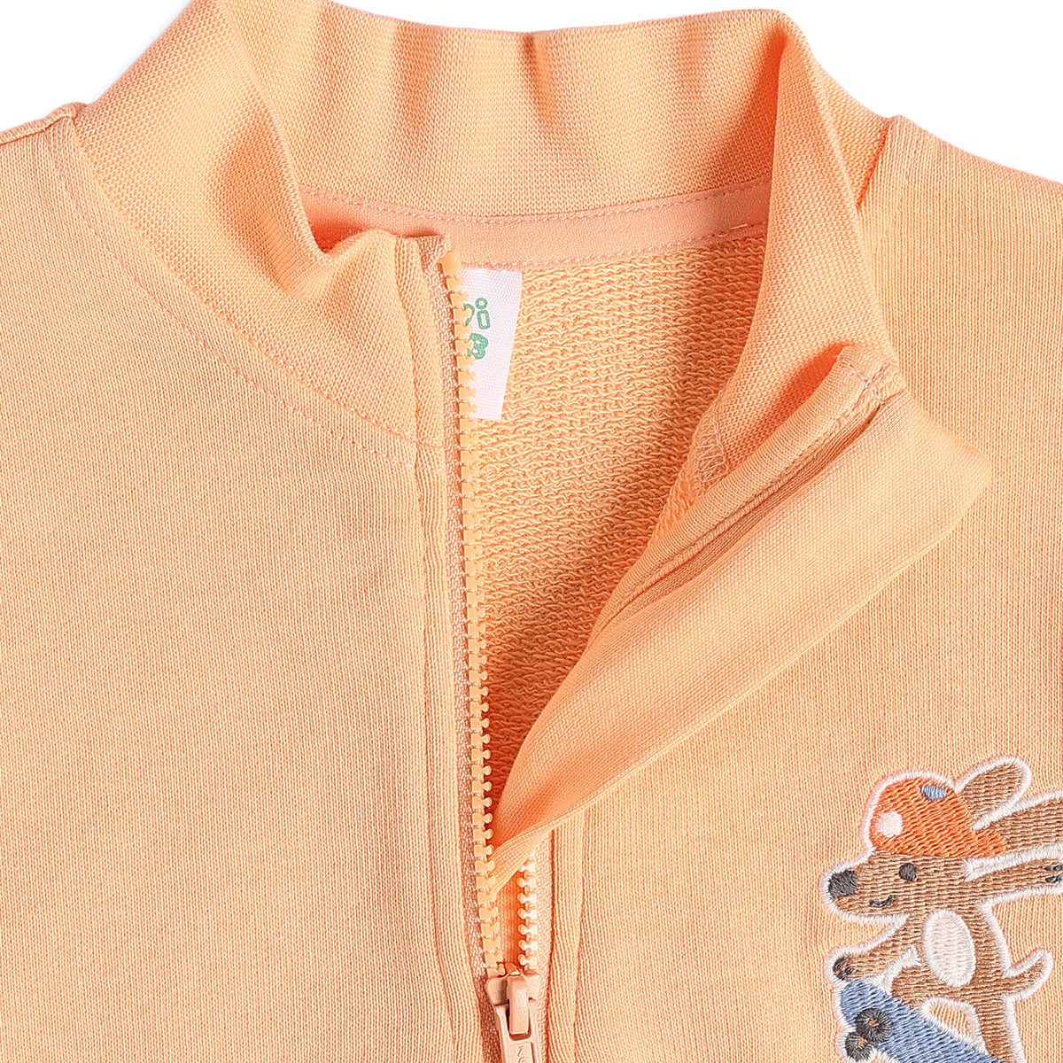 Baby Boys Peach Cotton Blend Rabbit Embroidered Sweatshirt Pack of 1 Regular Fit Casual Wear
