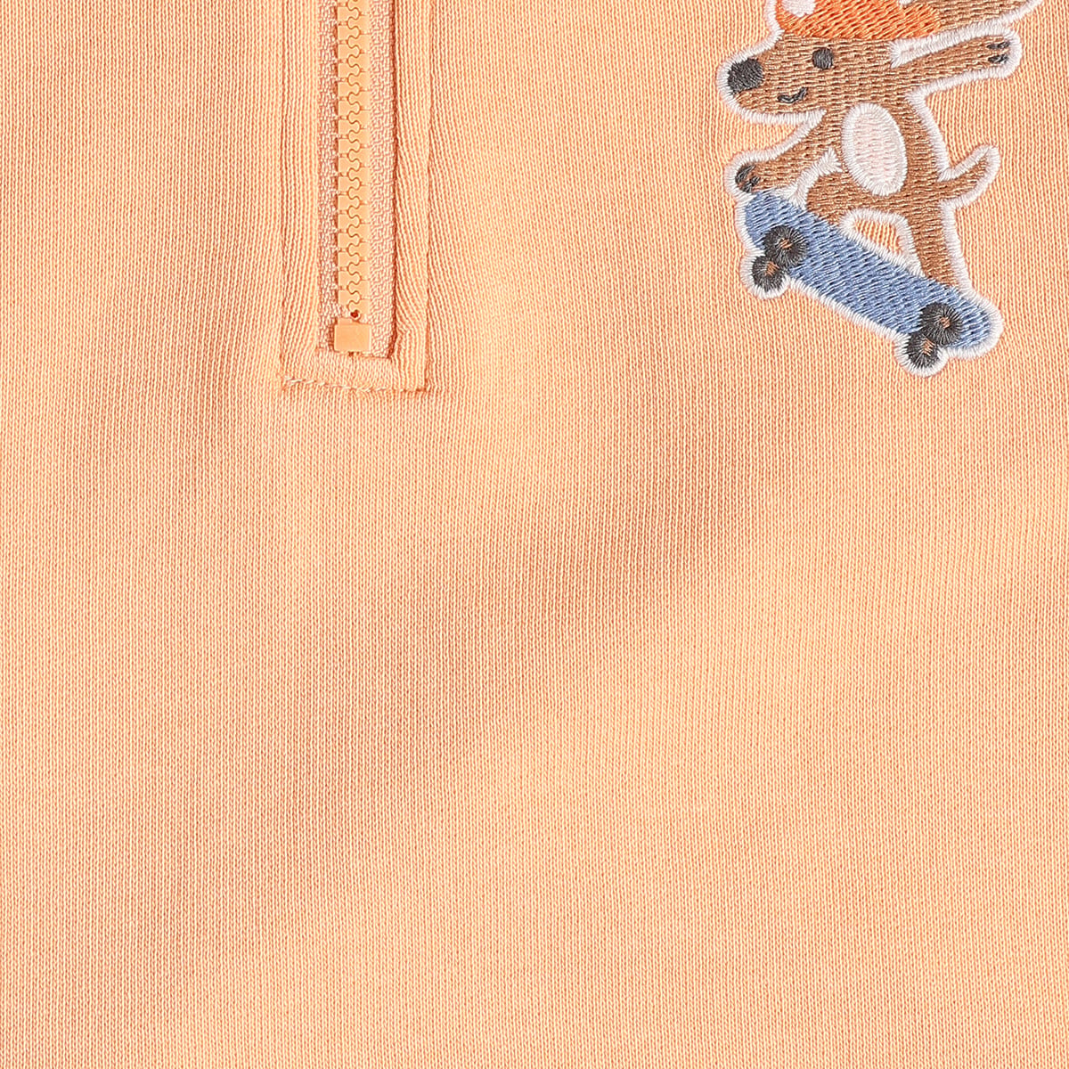 Baby Boys Peach Cotton Blend Rabbit Embroidered Sweatshirt Pack of 1 Regular Fit Casual Wear