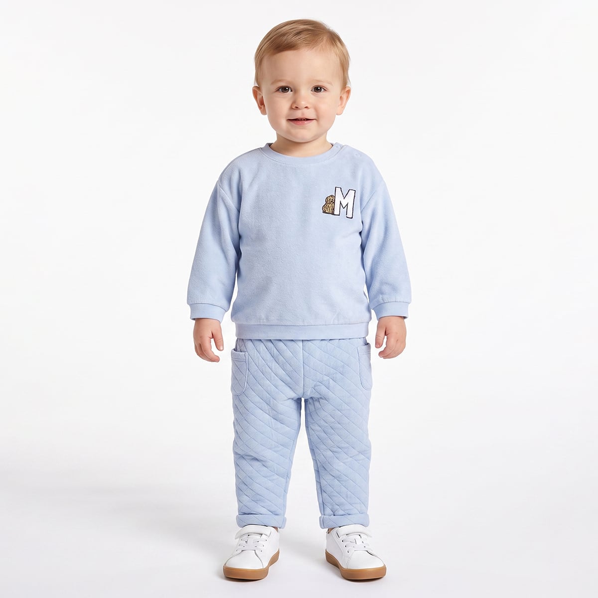 Baby Boys Light Blue Cotton Blend Dog Graphic Sweatshirt Pack of 1 Regular Fit Casual Wear