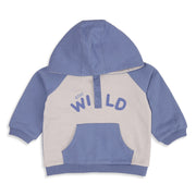 Baby Boys Blue and White Cotton Blend Hooded Sweatshirt Regular Fit Casual Wear