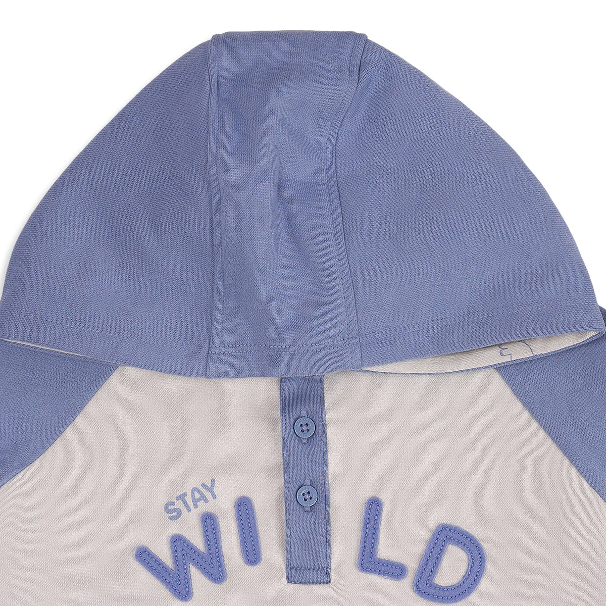 Baby Boys Blue and White Cotton Blend Hooded Sweatshirt Regular Fit Casual Wear