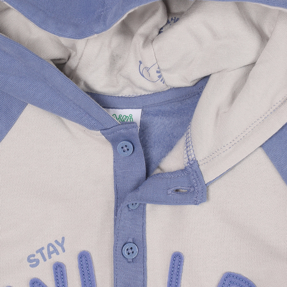 Baby Boys Blue and White Cotton Blend Hooded Sweatshirt Regular Fit Casual Wear
