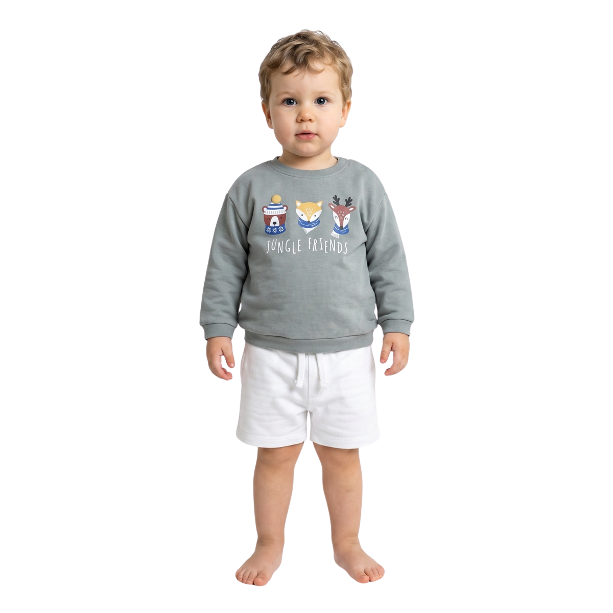 Baby Boys Grey Cotton Sweatshirt Regular Fit Casual Wear