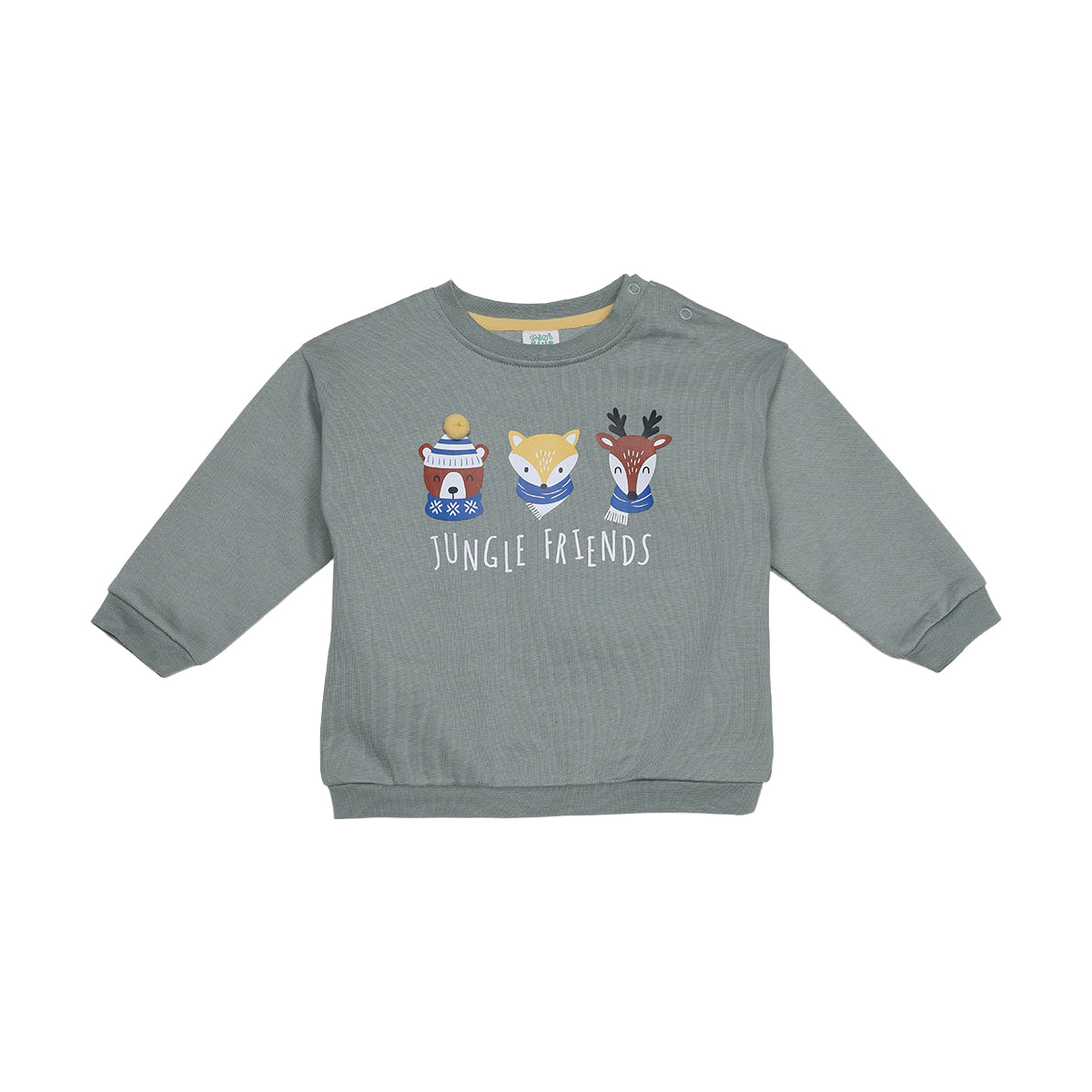 Baby Boys Grey Cotton Sweatshirt Regular Fit Casual Wear