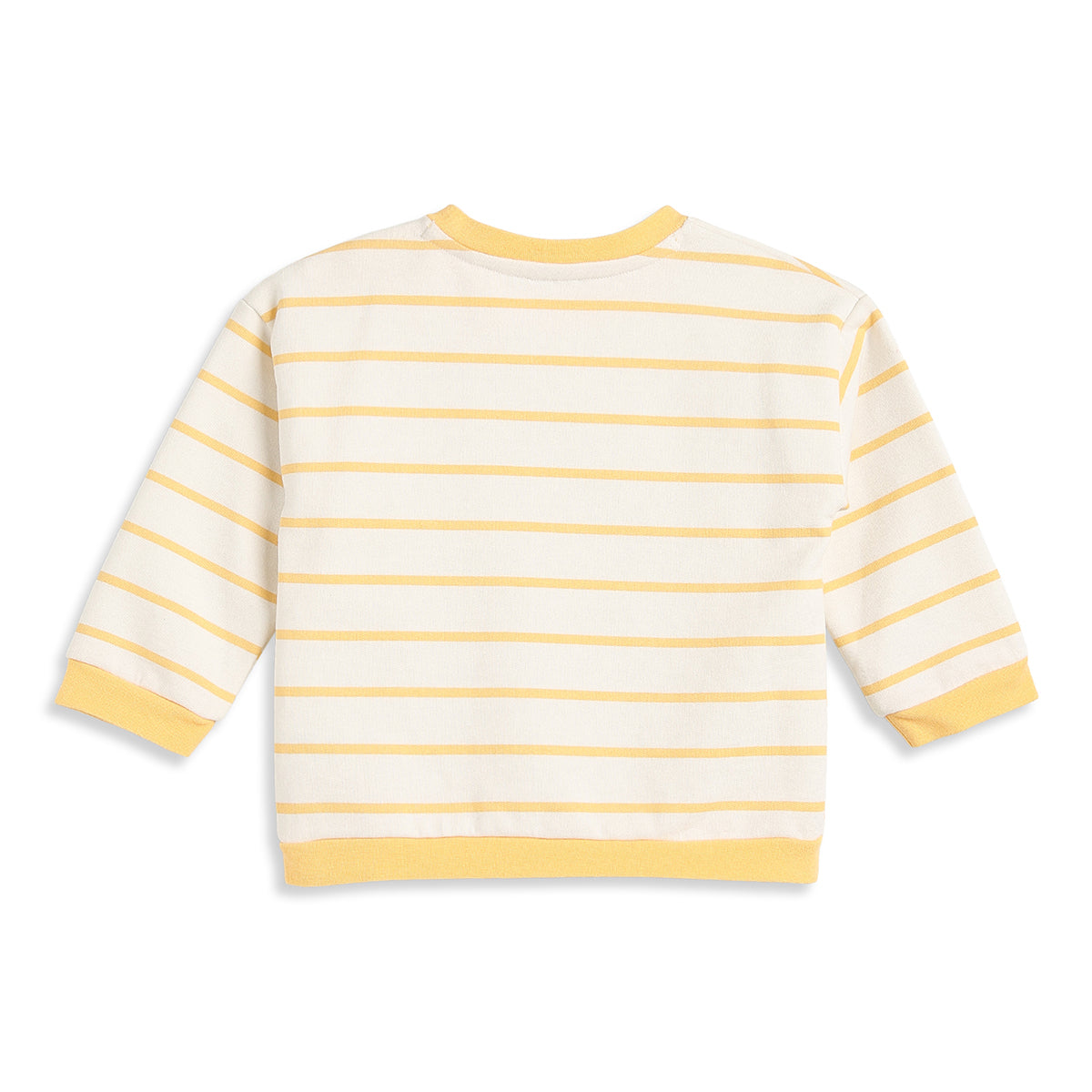 Baby Boys White & Yellow Striped Bear Pocket Sweatshirt Regular Fit Casual Kids Wear