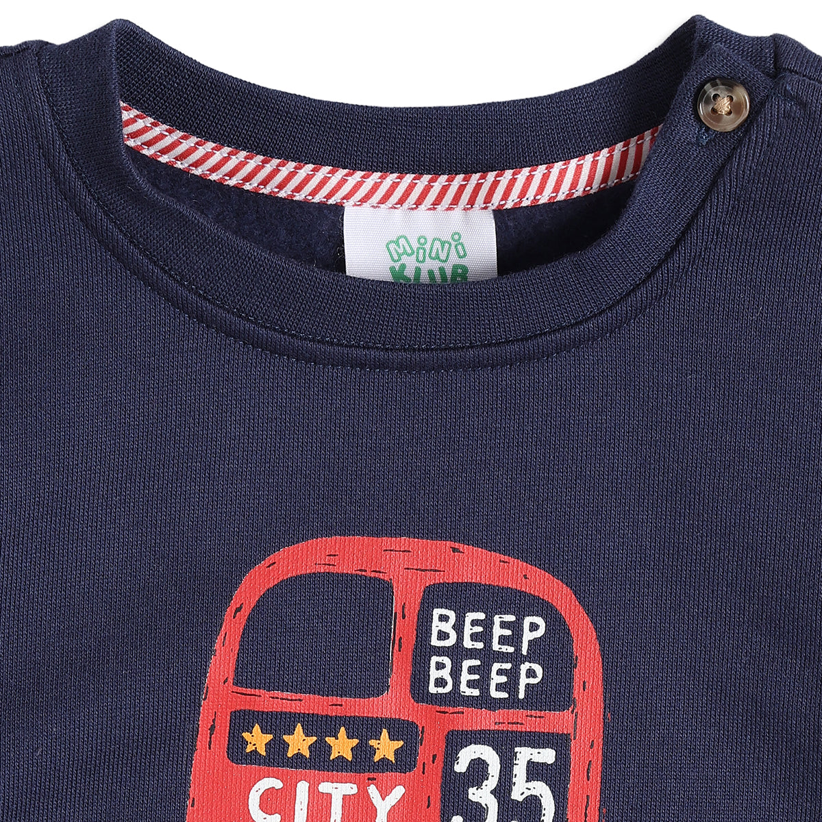 Baby Boys Navy Blue Cotton Sweatshirt London Bus Print Casual Wear