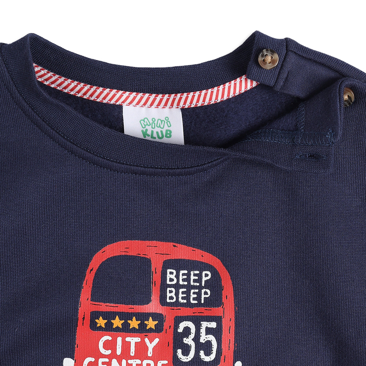 Baby Boys Navy Blue Cotton Sweatshirt London Bus Print Casual Wear