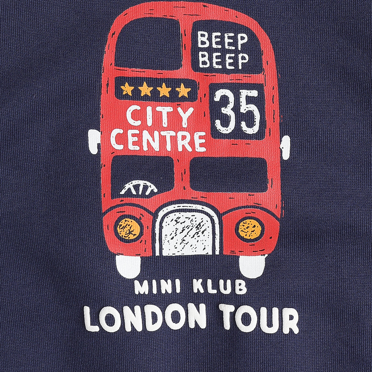 Baby Boys Navy Blue Cotton Sweatshirt London Bus Print Casual Wear