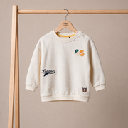 Baby Boys Off-White Cotton Blend Badge Embroidered Sweatshirt Regular Fit Casual Wear