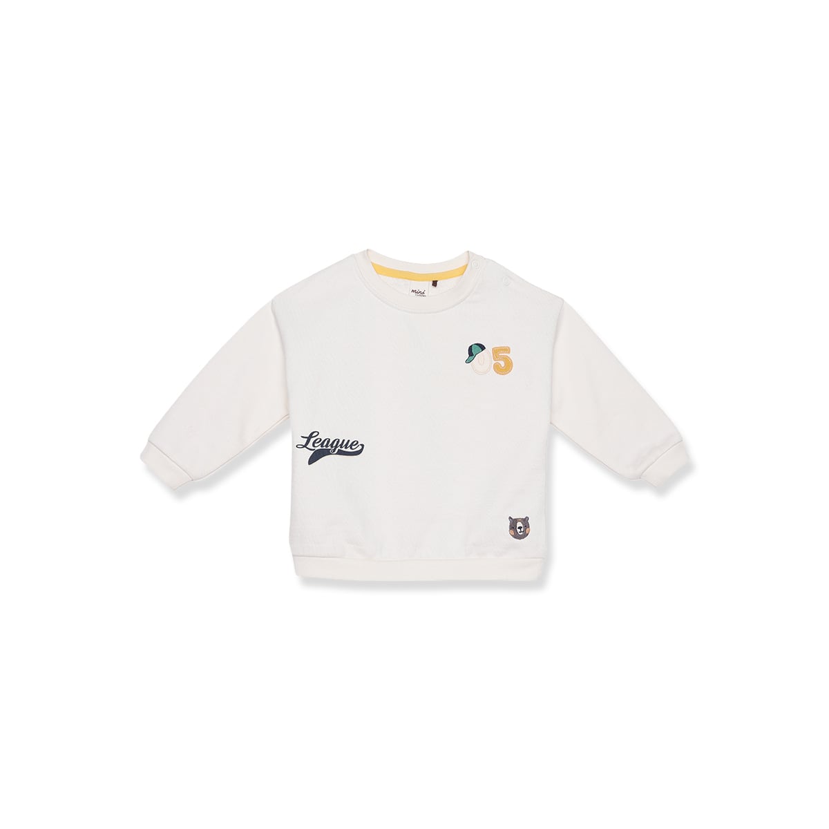 Baby Boys Off-White Cotton Blend Badge Embroidered Sweatshirt Regular Fit Casual Wear