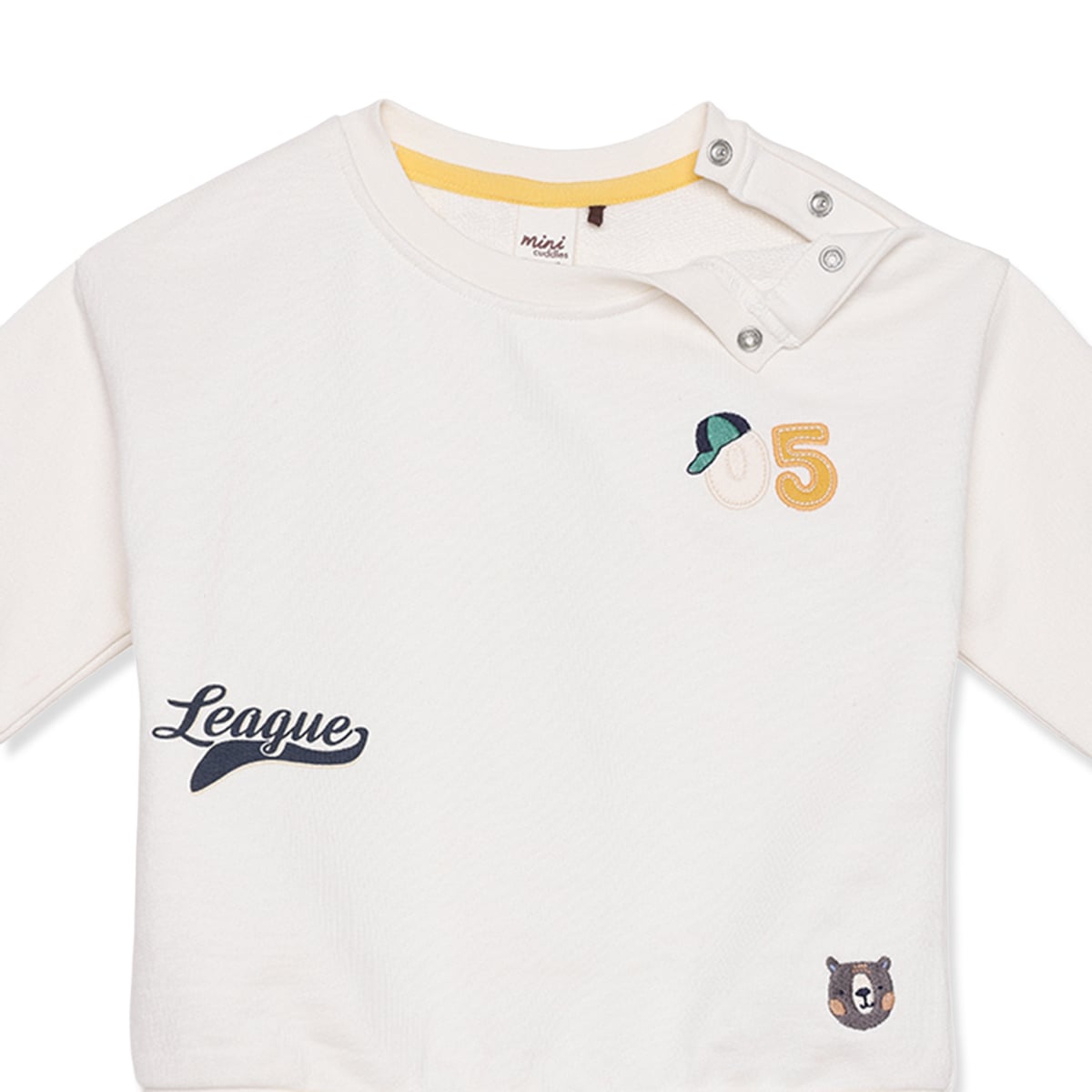 Baby Boys Off-White Cotton Blend Badge Embroidered Sweatshirt Regular Fit Casual Wear
