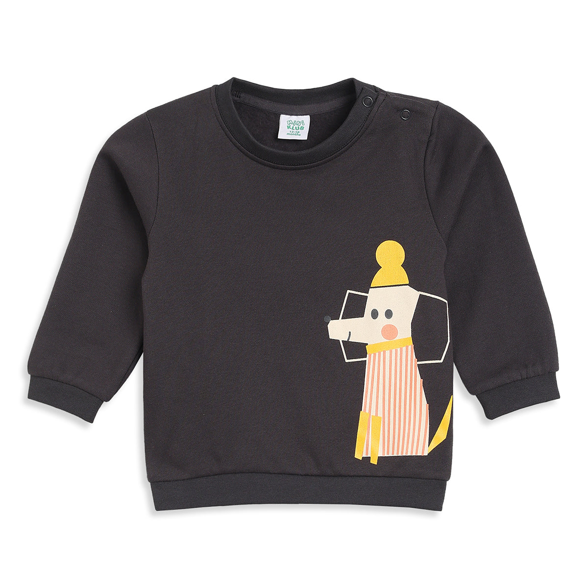Baby Boys Charcoal Grey Dog Print Sweatshirt for Casual Wear