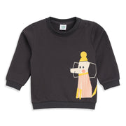 Baby Boys Charcoal Grey Dog Print Sweatshirt for Casual Wear