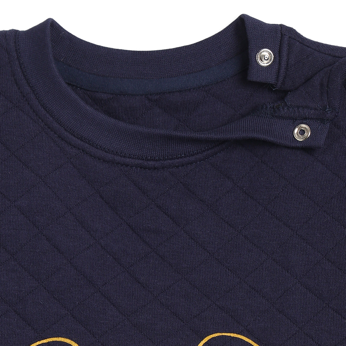 Baby Boys Navy Blue Bear Print Quilted Sweatshirt for Casual Wear