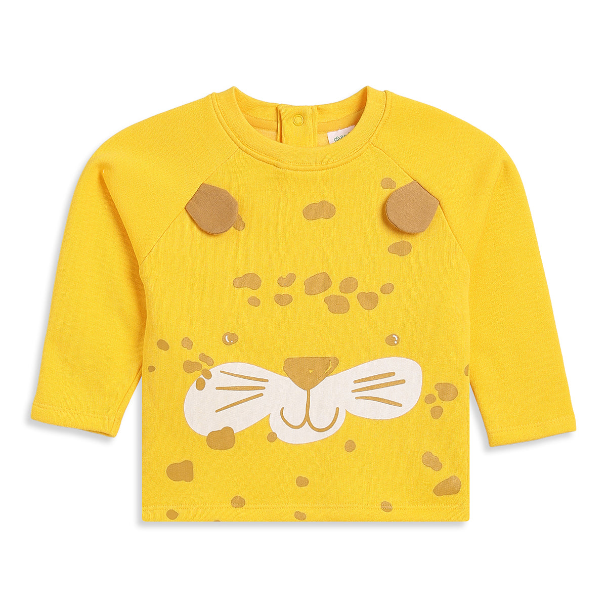 Baby Boys Yellow Cotton Blend Bear Sweatshirt Regular Fit Casual Wear