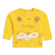Baby Boys Yellow Cotton Blend Bear Sweatshirt Regular Fit Casual Wear