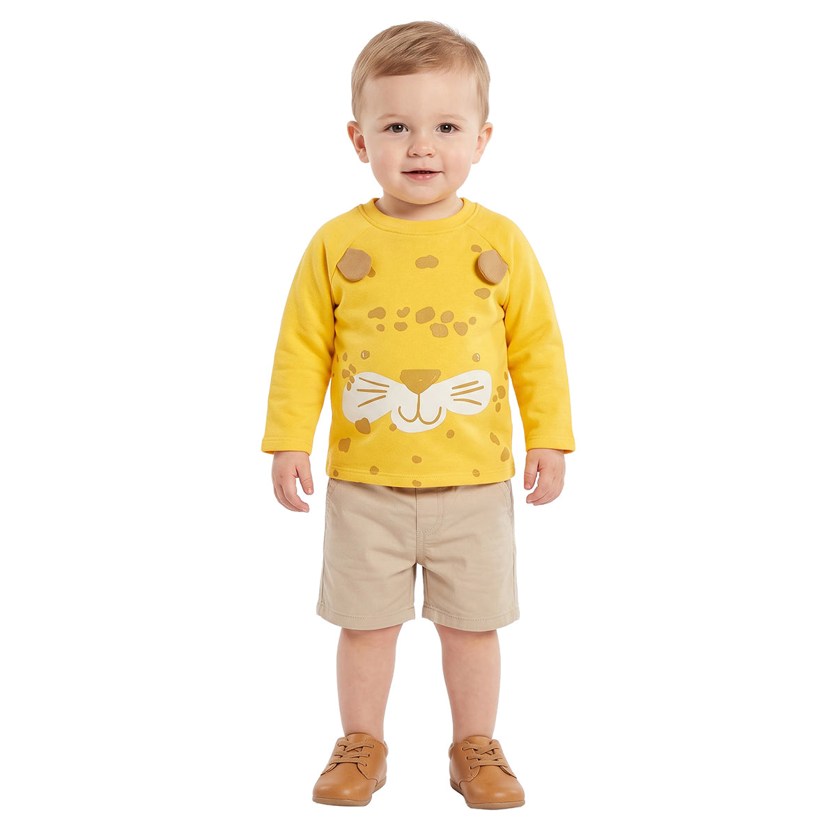 Baby Boys Yellow Cotton Blend Bear Sweatshirt Regular Fit Casual Wear