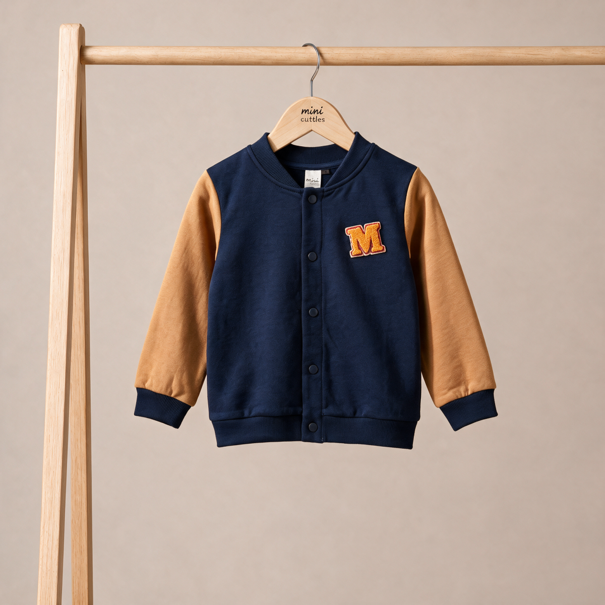 Baby Boys Navy Blue And Brown Cotton Basketball Printed Front Open Sweatshirt Regular Fit Casual Wear