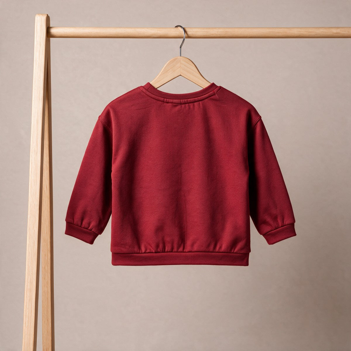 Baby Boys Maroon Cotton Graphic Printed And Embroidered Sweatshirt Regular Fit Casual Wear