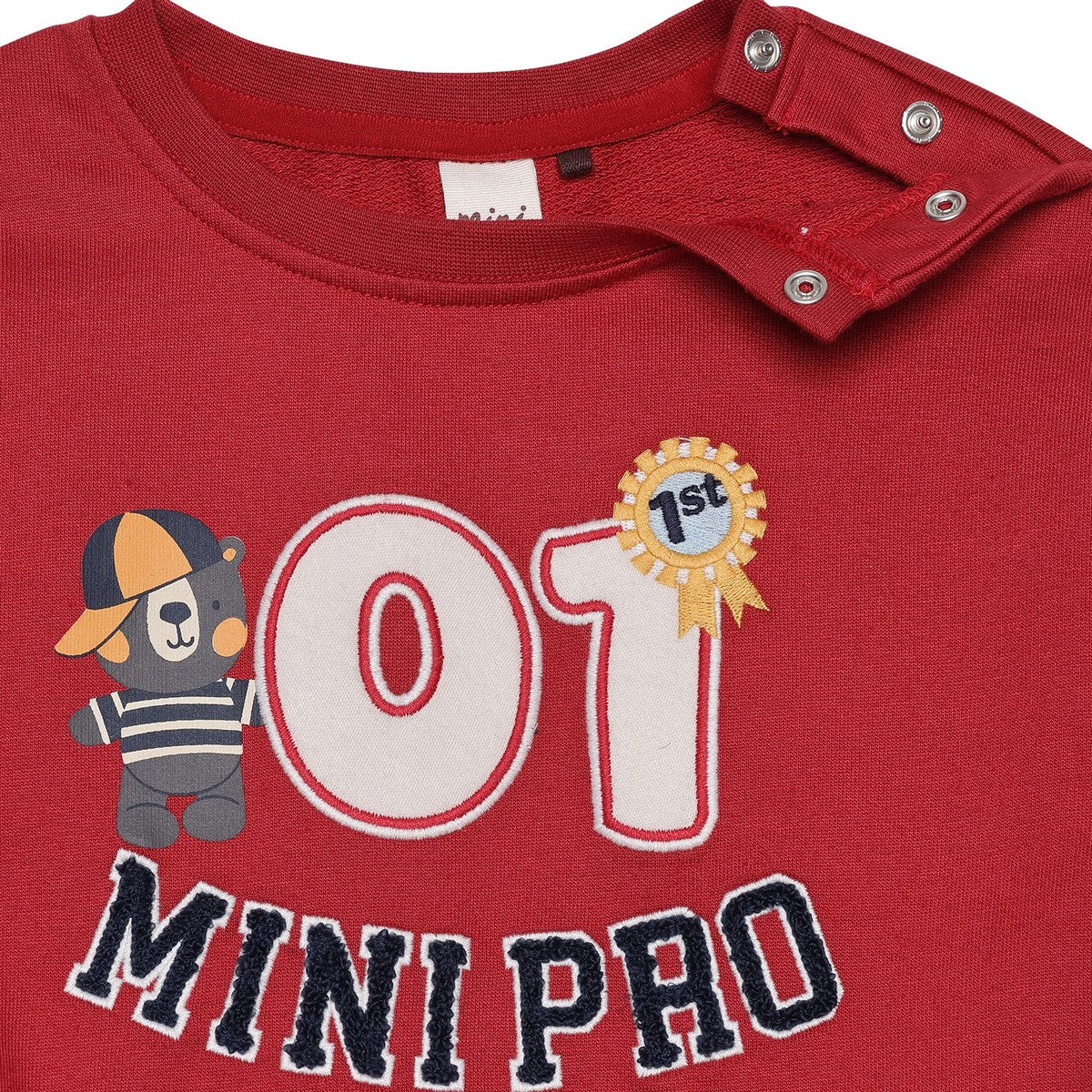 Baby Boys Maroon Cotton Graphic Printed And Embroidered Sweatshirt Regular Fit Casual Wear
