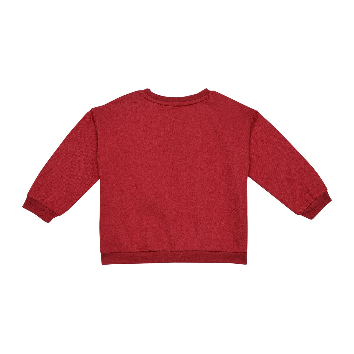 Baby Boys Maroon Cotton Graphic Printed And Embroidered Sweatshirt Regular Fit Casual Wear