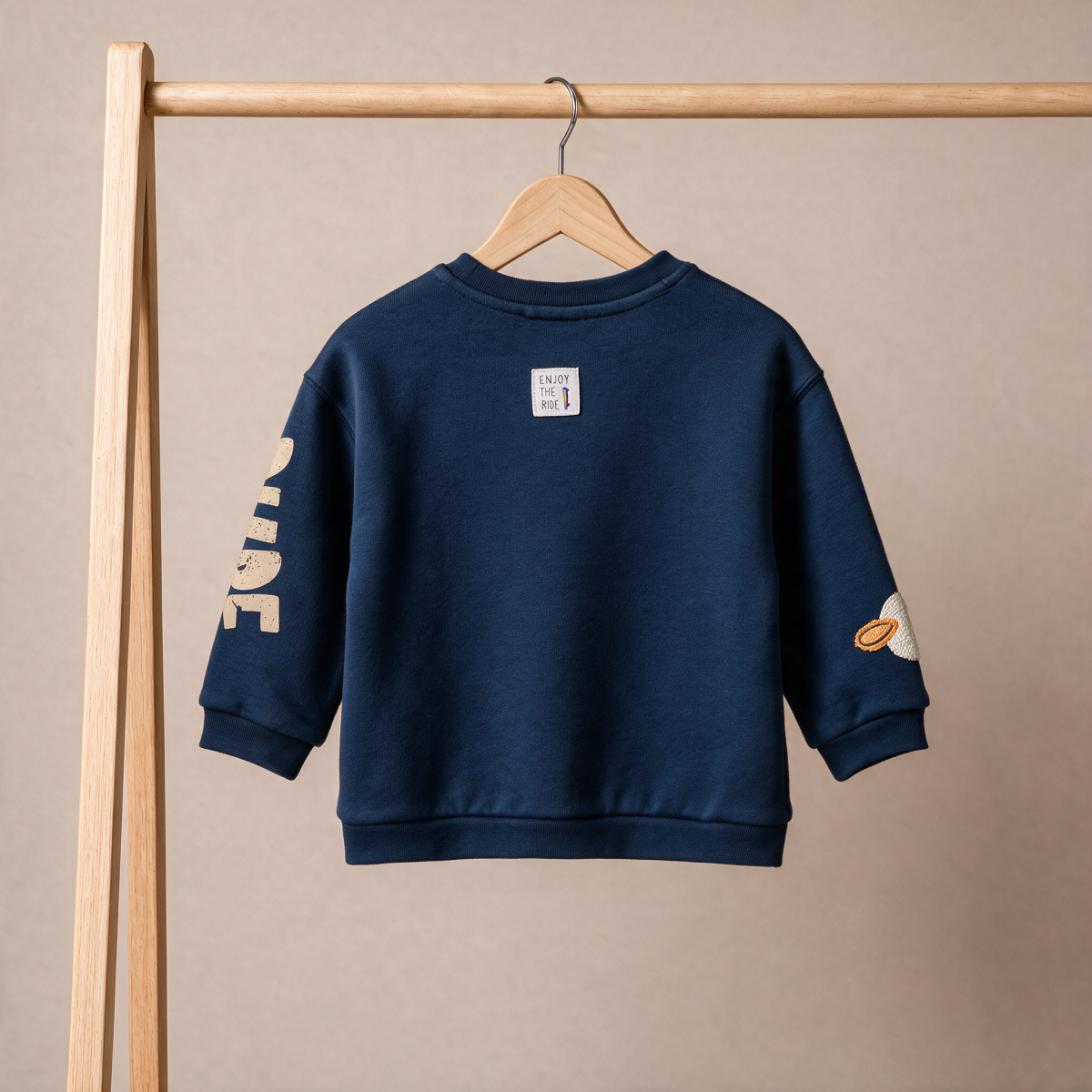 Baby Boys Navy Blue Cotton Sheep Embroidered Sweatshirt Regular Fit Casual Wear