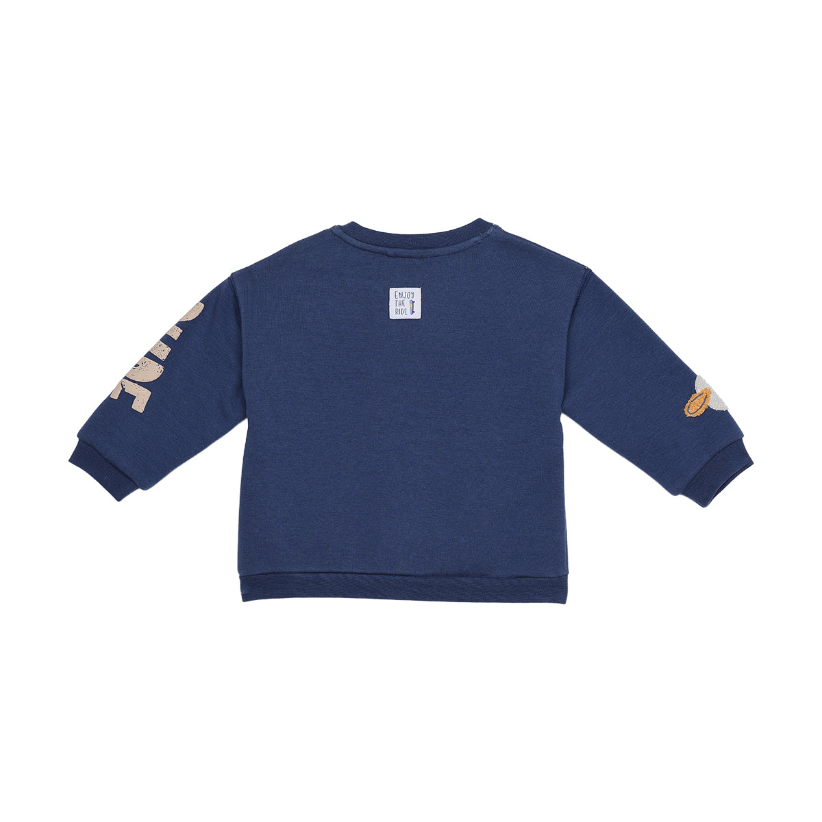 Baby Boys Navy Blue Cotton Sheep Embroidered Sweatshirt Regular Fit Casual Wear