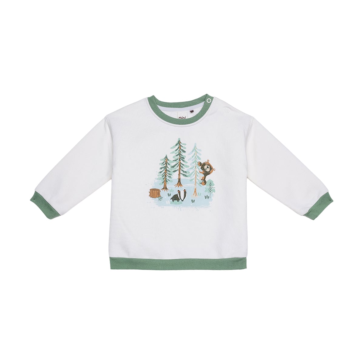 Baby Boys White Cotton Blend Forest Animal Printed Full Sleeve Sweatshirt Regular Fit Casual Wear