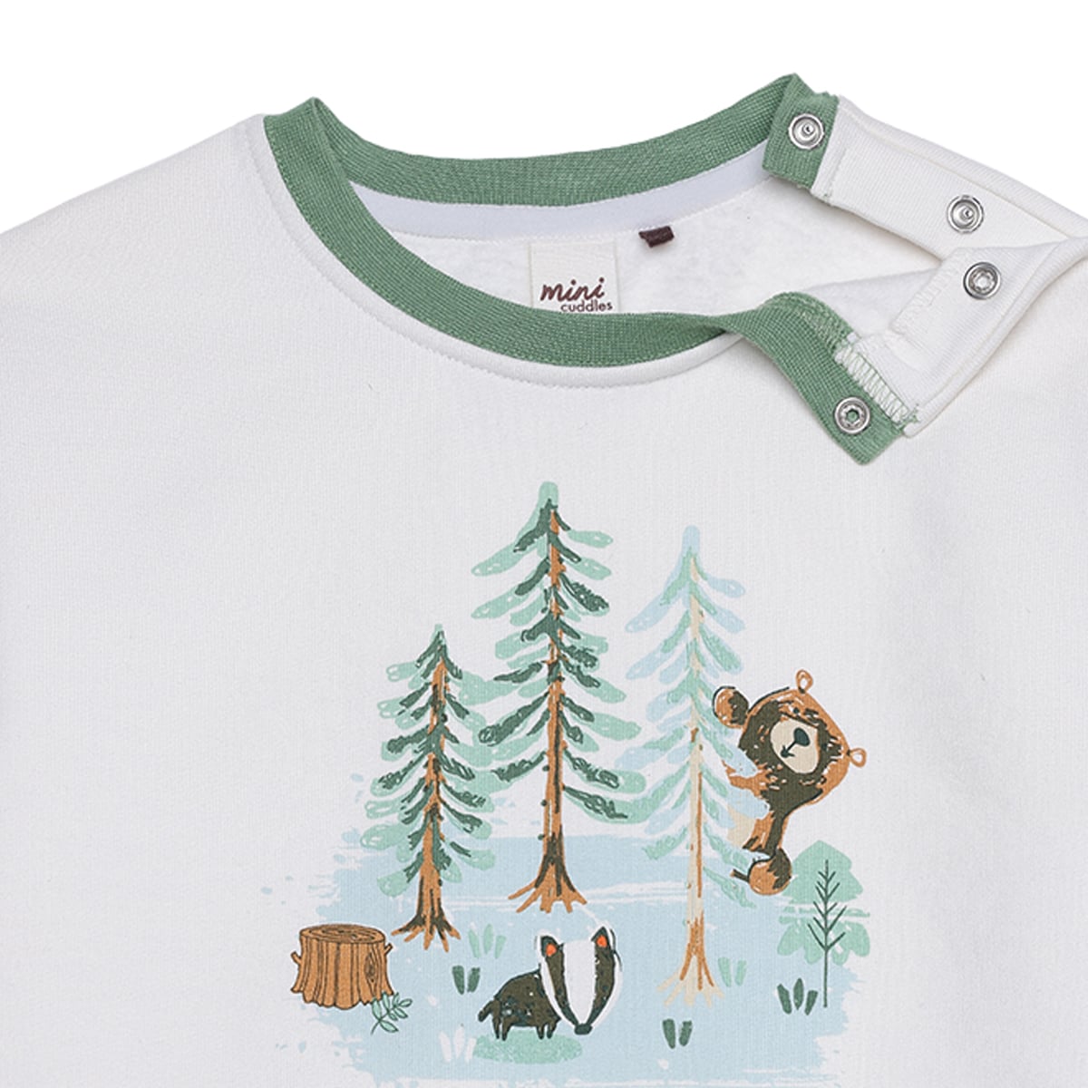 Baby Boys White Cotton Blend Forest Animal Printed Full Sleeve Sweatshirt Regular Fit Casual Wear