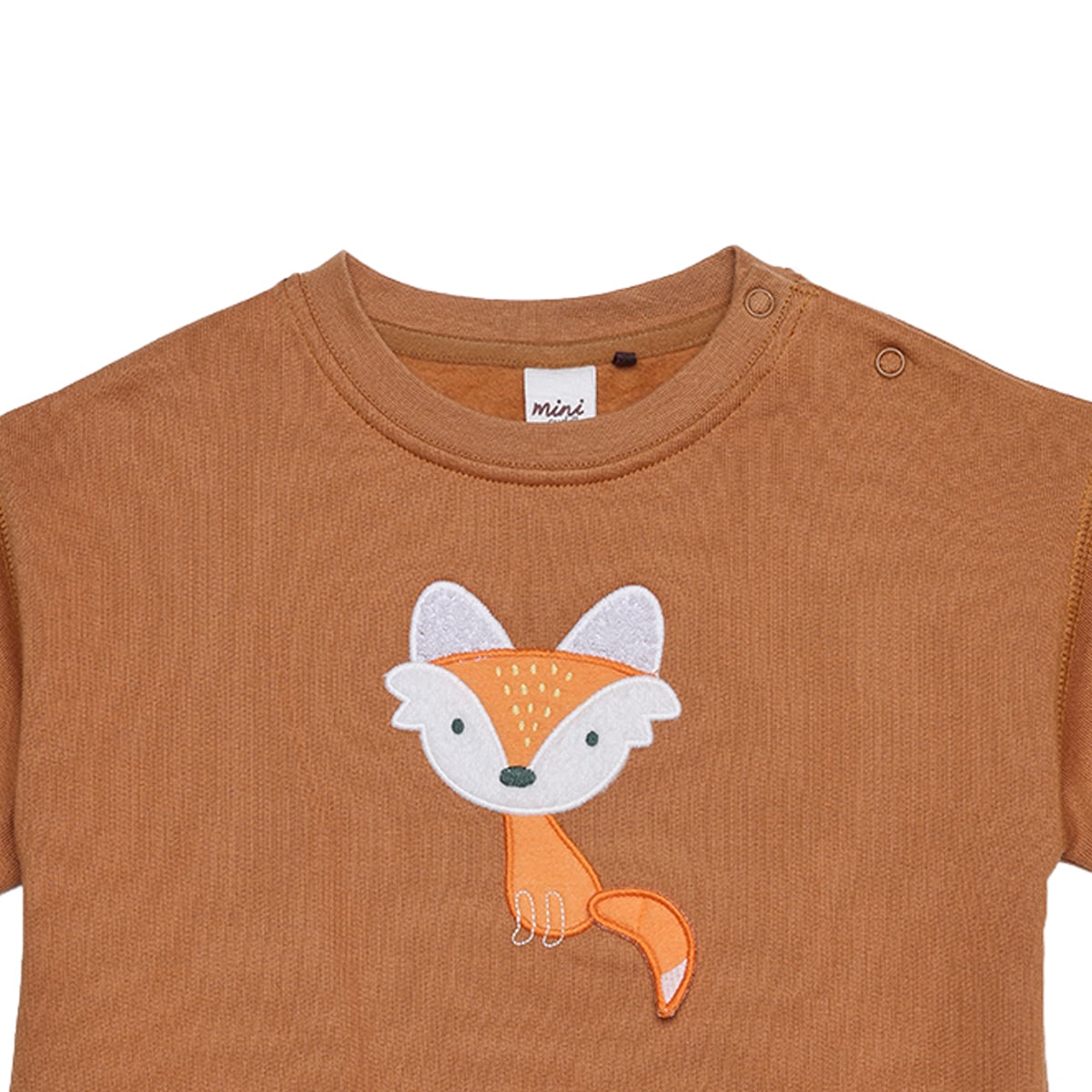 Baby Boys Rust Brown Cotton Blend Fox Appliqué Full Sleeve Sweatshirt Regular Fit Casual Wear