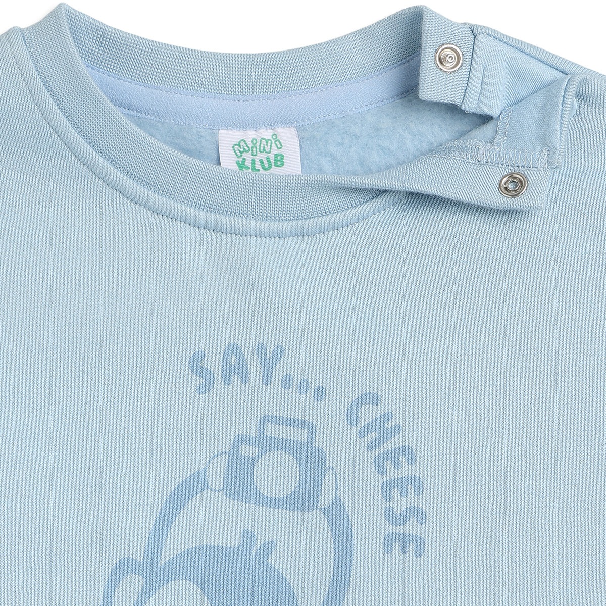 Baby Boys Light Blue Cotton Sweatshirt Monkey Print Casual Wear