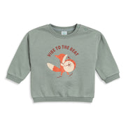 Baby Boys Sage Green Cotton Sweatshirt Fox Print Casual Wear