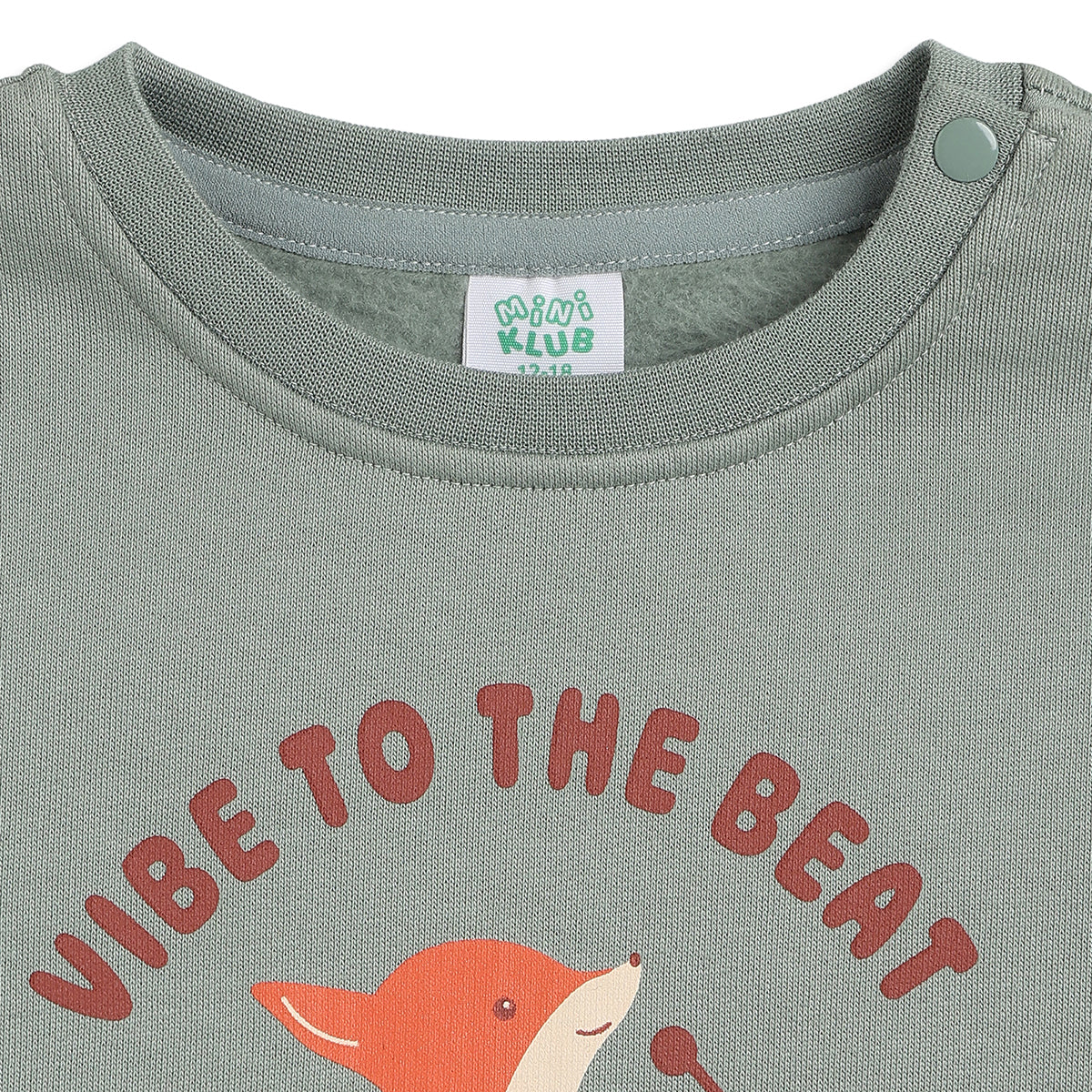 Baby Boys Sage Green Cotton Sweatshirt Fox Print Casual Wear