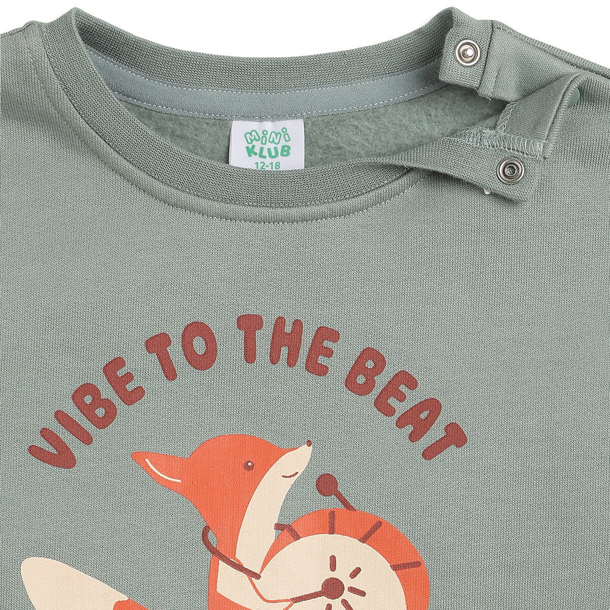 Baby Boys Sage Green Cotton Sweatshirt Fox Print Casual Wear