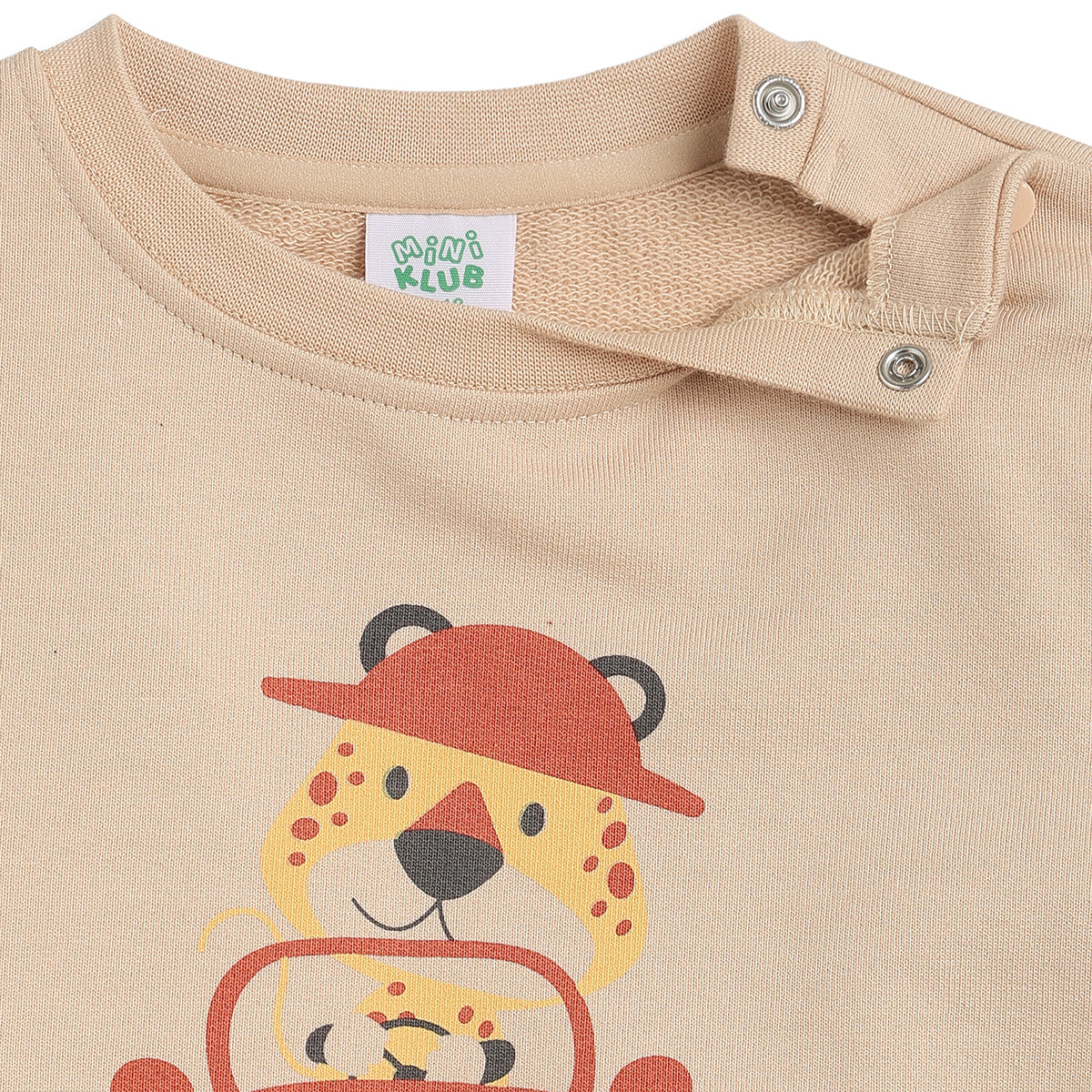 Baby Boys Beige Cotton Sweatshirt Animal Car Print Casual Wear