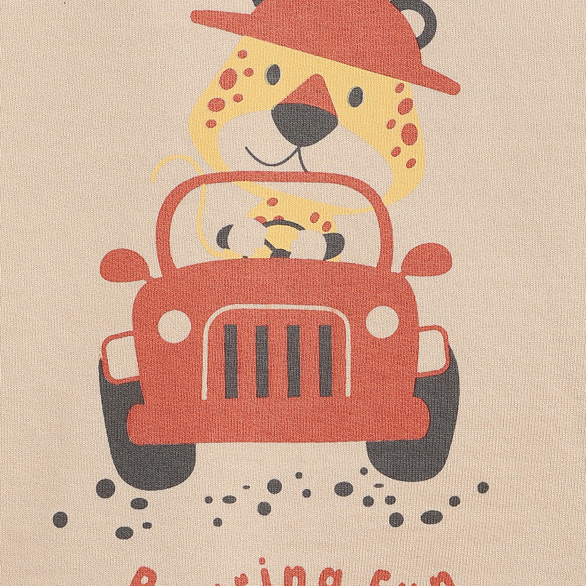 Baby Boys Beige Cotton Sweatshirt Animal Car Print Casual Wear
