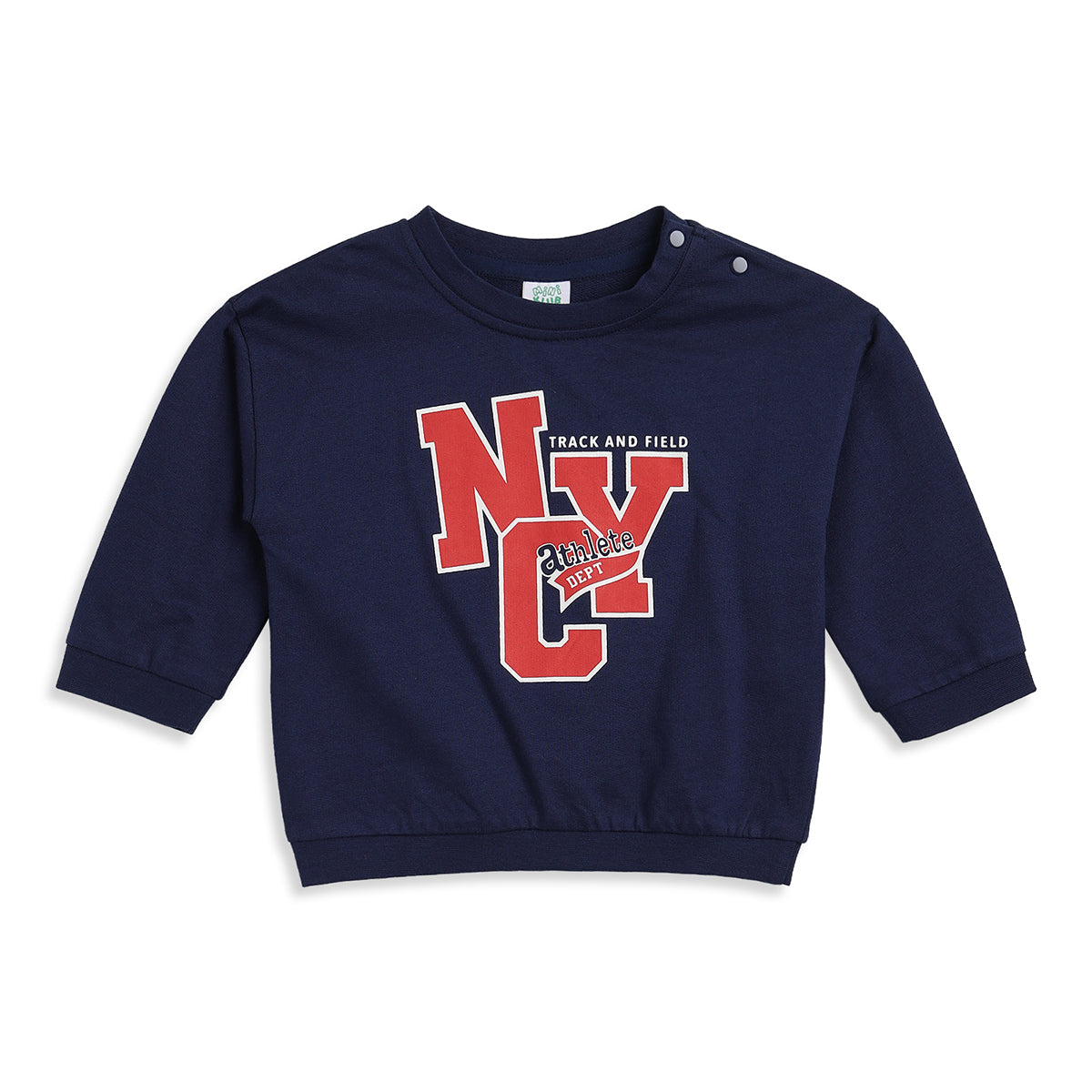 Baby Boys Navy Blue Cotton Sweatshirt Typography Print Casual Wear