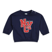 Baby Boys Navy Blue Cotton Sweatshirt Typography Print Casual Wear