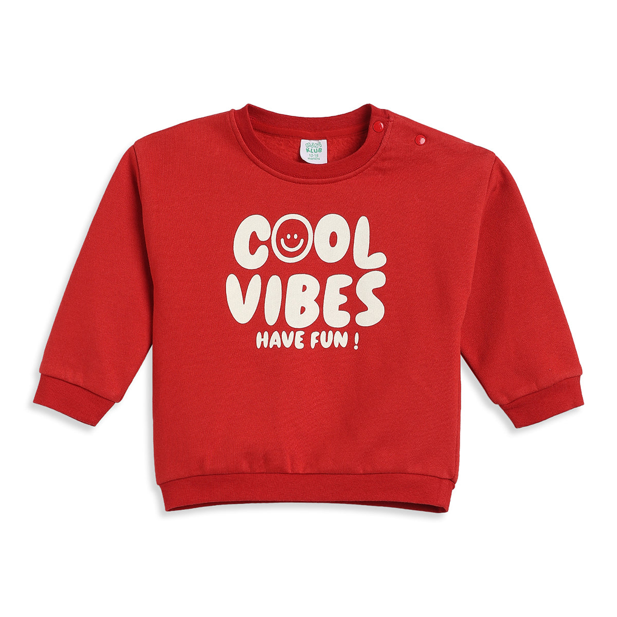 Baby Boys Red Cotton Sweatshirt Typography Print Casual Wear
