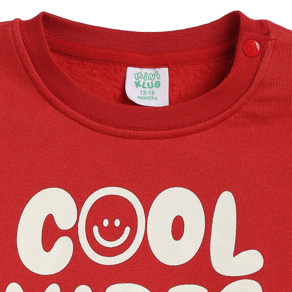 Baby Boys Red Cotton Sweatshirt Typography Print Casual Wear