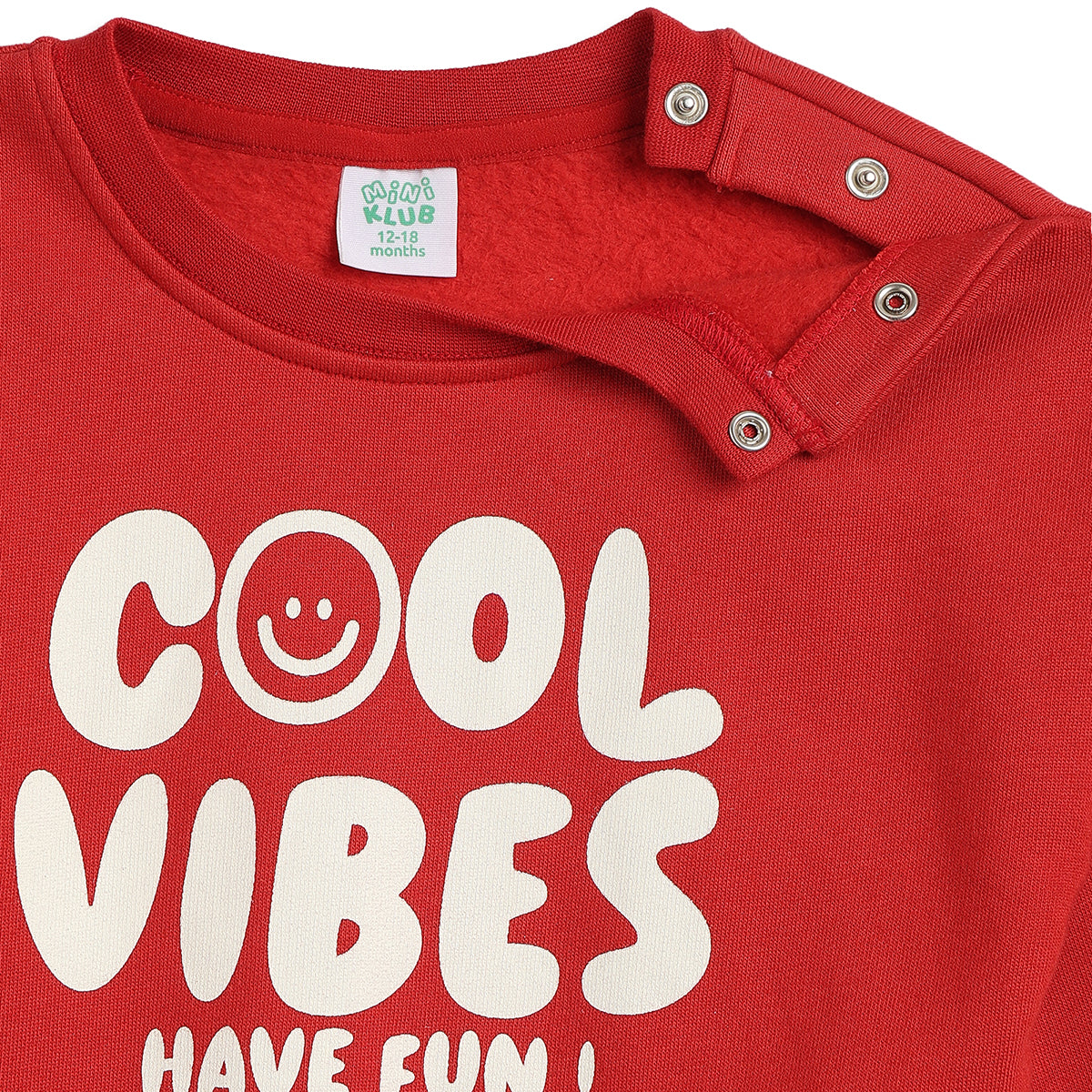 Baby Boys Red Cotton Sweatshirt Typography Print Casual Wear