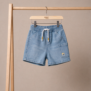 Baby Boys Blue Denim Tractor Patch Cargo Shorts Regular Fit Casual Wear