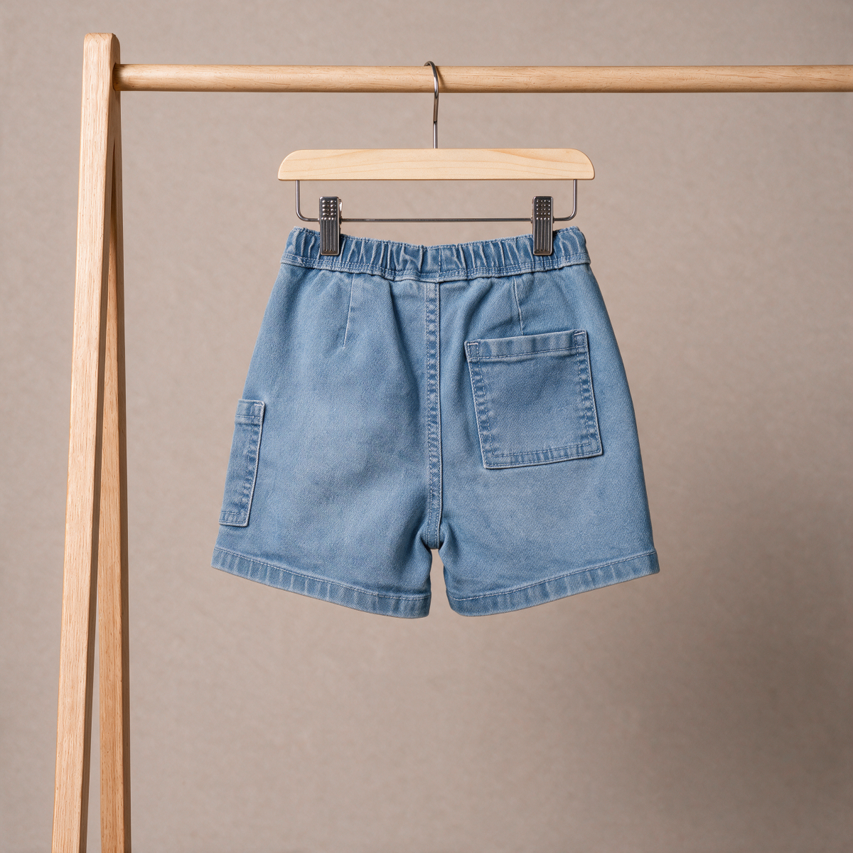 Baby Boys Blue Denim Tractor Patch Cargo Shorts Regular Fit Casual Wear