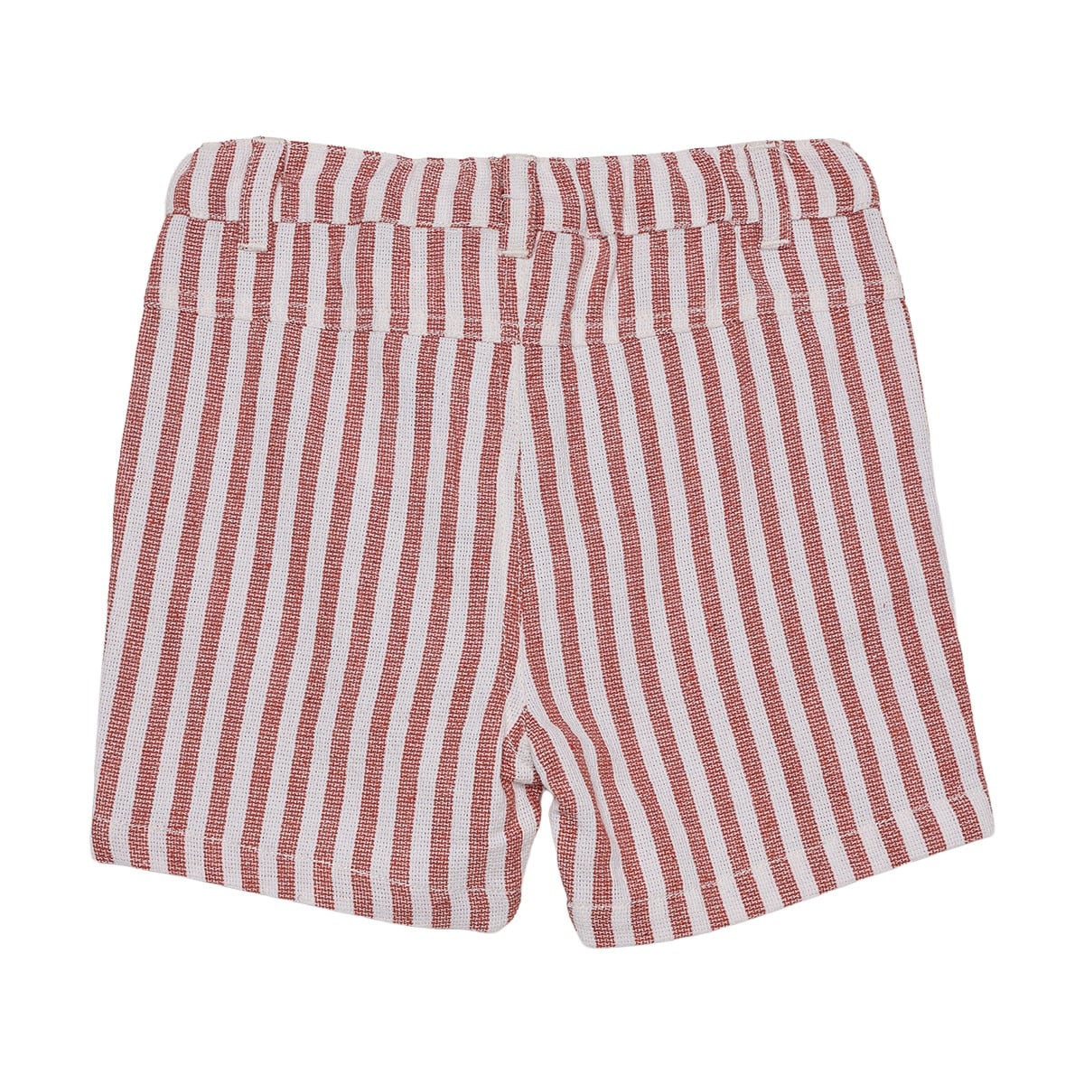 Baby Boys Rust Brown And White Cotton Blend Striped Shorts Regular Fit Casual Wear
