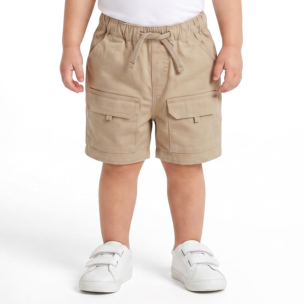 Baby Boys Beige Cotton Twill Cargo Shorts Regular Fit Casual Wear