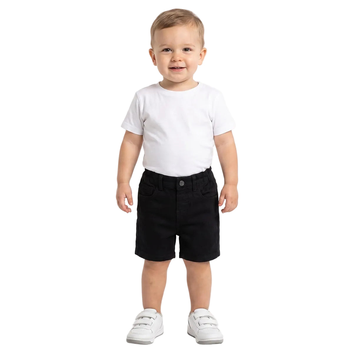 Baby Boys Black Denim Shorts Regular Fit Casual Wear