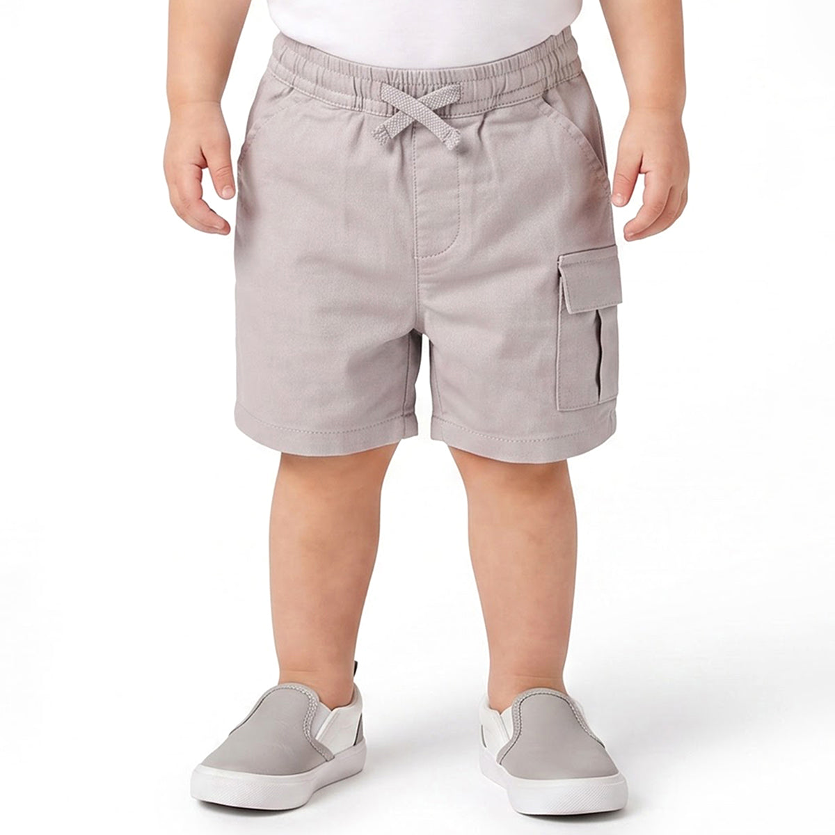 Baby Boys Beige Cotton Twill Cargo Shorts Regular Fit Casual Wear